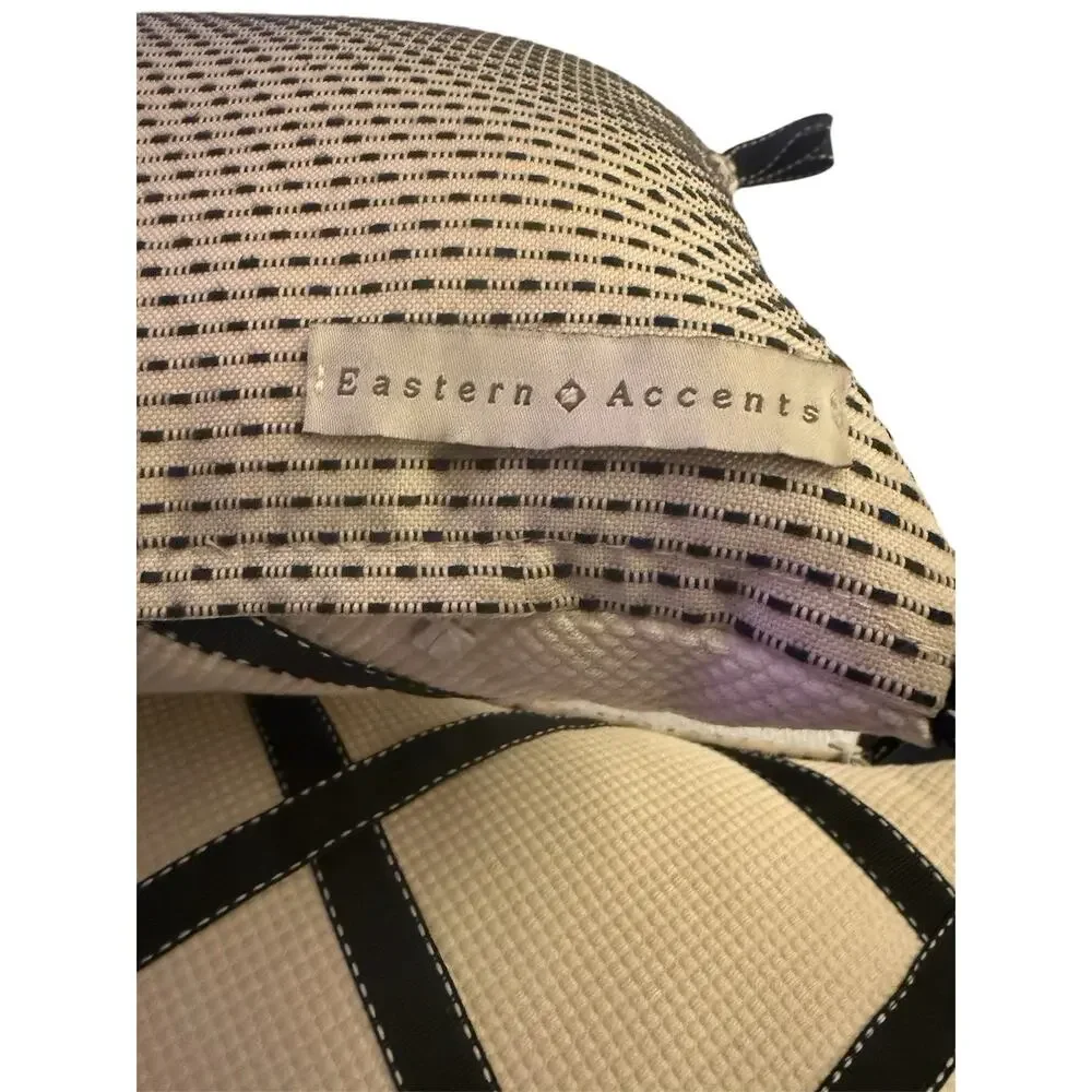 Eastern Accents Throw Pillows Ivory w Black Ribbon Rectangular $270 Made USA